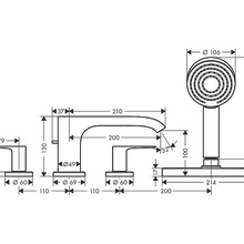 Hansgrohe Vivenis 75444000 На борт ванны  Хром Смеситель 24,7x21,4x25,9 см, для ванны, Германия - фото 1 - фото 3