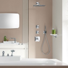 Hansgrohe Raindance E 27376000 360x190 мм, с держателем, 1 режим, хром Верхний душ 48,5x36x11,7 см, Германия - фото 1 - фото 2