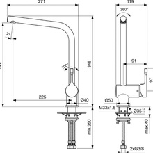 Ideal Standard Ceralook BC174XG Для кухни Черный матовый Смеситель 27,1x11,9x34,8 см, для кухонной мойки, Бельгия - фото 1 - 2 Ideal Standard Ceralook BC174XG Для кухни Черный матовый Смеситель 27,1x11,9x34,8 см, для кухонной мойки, Бельгия - фото 1 - фото 2