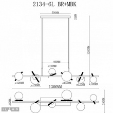 ILamp Golden 2134-6L BR+MBK Потолочный светильник 130x27x120 см, Италия - фото 1 - фото 4