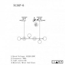 ILamp Golden 9136P/6 BK-WH Люстра подвесная 110x32 см, Италия - фото 1 - фото 4