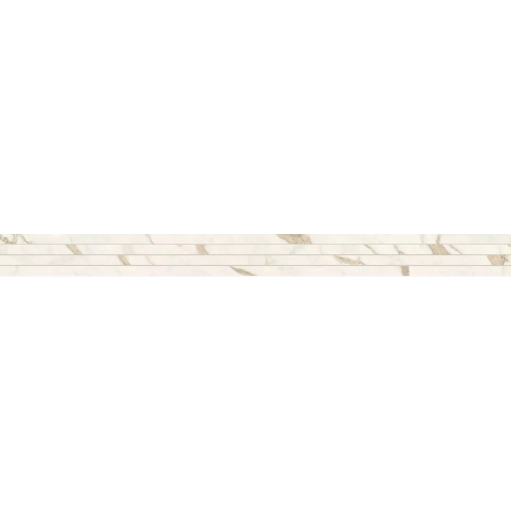 Impronta italgraniti Marble Touch MT01L10 Calacatta Extra Listello SQ Бордюр 10x120 см, Италия, под мрамор - фото 1
