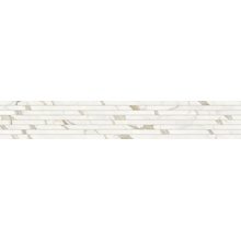 Impronta italgraniti Marble Touch MT02LTL9 Calacatta Top List Tratto Lap 9mm Бордюр 20x120 см, Италия, под мрамор - фото 1 - фото 1