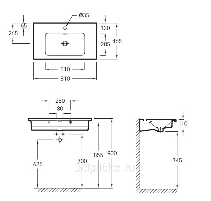 Exae112 z 00 раковина столешница vox мебельная 80х46 белая