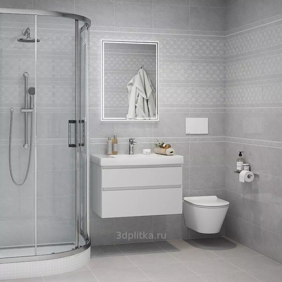 Kerama Marazzi Мотиво AZA0546424 Серый светлый глянцевый 40x4,2 -  керамическая плитка и керамогранит