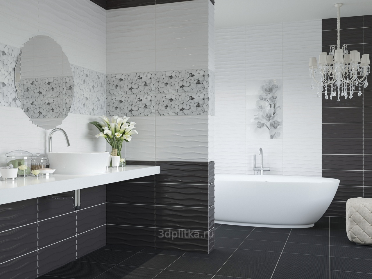 Керамин Элегия 20x50, Беларусь, под обои  - фото интерьера 1