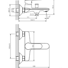Koller Pool Line LN0100 Для ванны и душа  Хром Смеситель 18,8x21x9,4 см, для ванны с душем, Австрия - фото 1 - фото 2