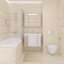 Laparet Concrete 40x40, для ванной, керамика, стиль: современный, цвет: серый, Россия, под камень , матовая - фото интерьера 1 - фото 2
