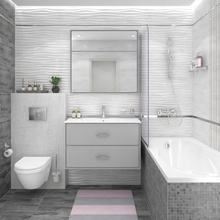 Laparet Concrete 40x40, для ванной, керамика, стиль: современный, цвет: серый, Россия, под камень , матовая - фото интерьера 1 - фото 3