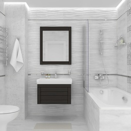 Laparet Concrete 40x40, для ванной, керамика, стиль: современный, цвет: серый, Россия, под камень , матовая - фото интерьера 1 - фото 1