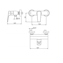 M&Z Marina MAR00800 Для душа Хром Смеситель 14,7x18,7x9,3 см, для душа, Италия - фото 1 - фото 2