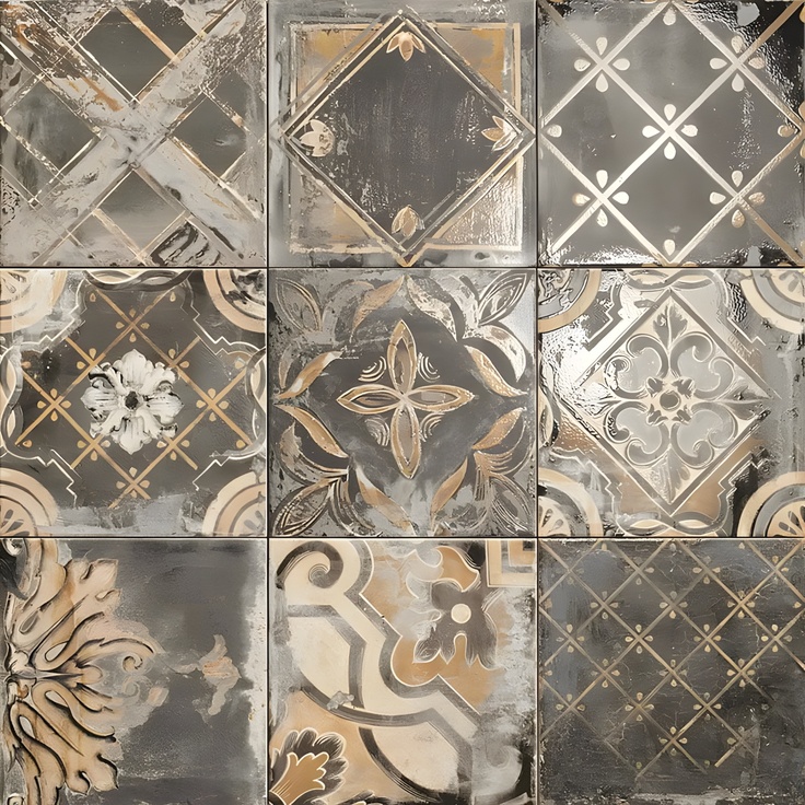 Mainzu Ricordi Venezziani Dec Nero Декор 20x20 см, Испания, под камень  - фото 1