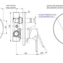 Mariani Kali B00173KL Встраиваемый для душа и ванны Хром глянцевый Смеситель для ванны с душем - фото 1 - фото 3