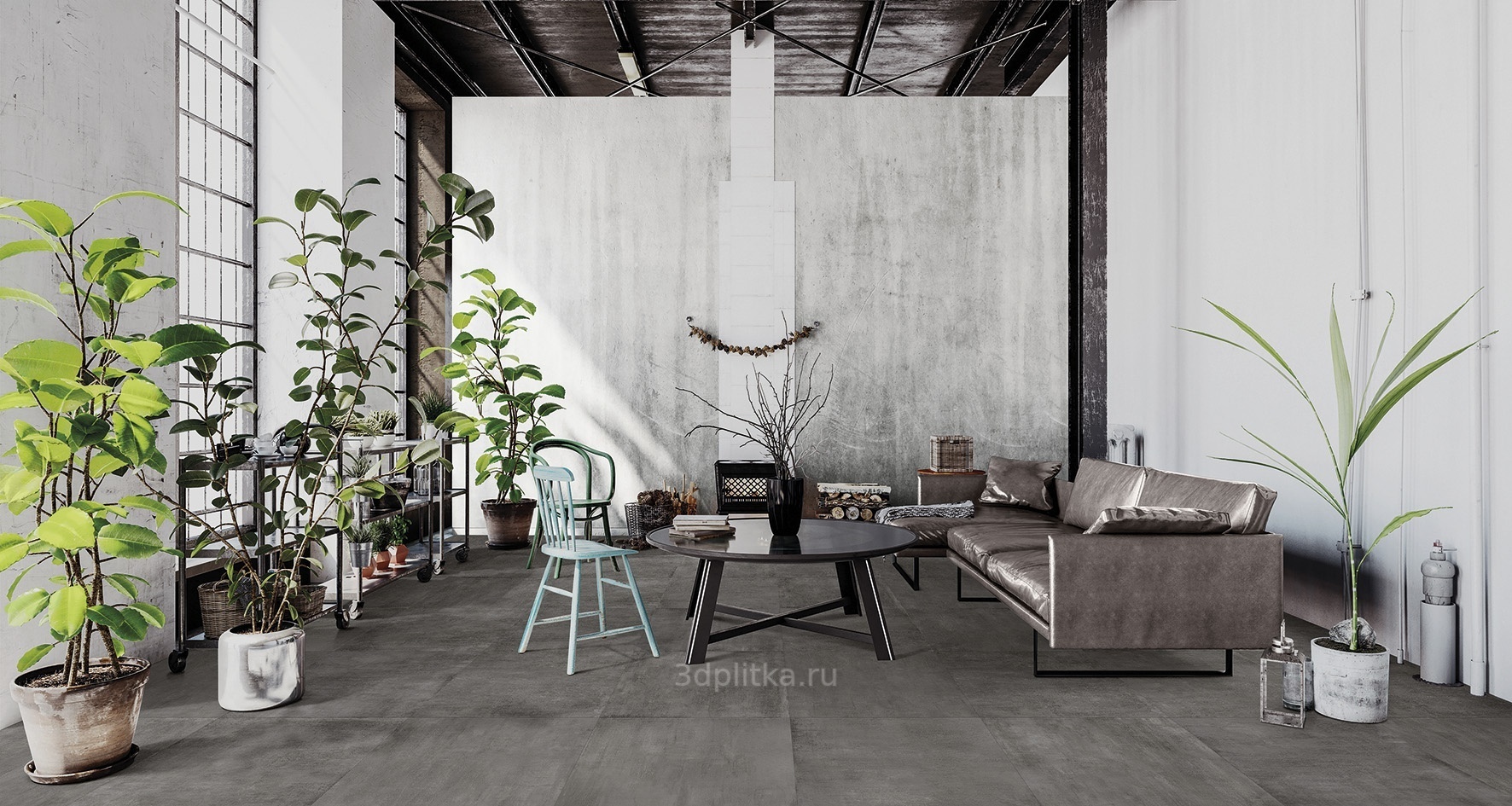 MGM Industrial 60x120 см, керамогранит, Италия, под бетон  - фото интерьера 1