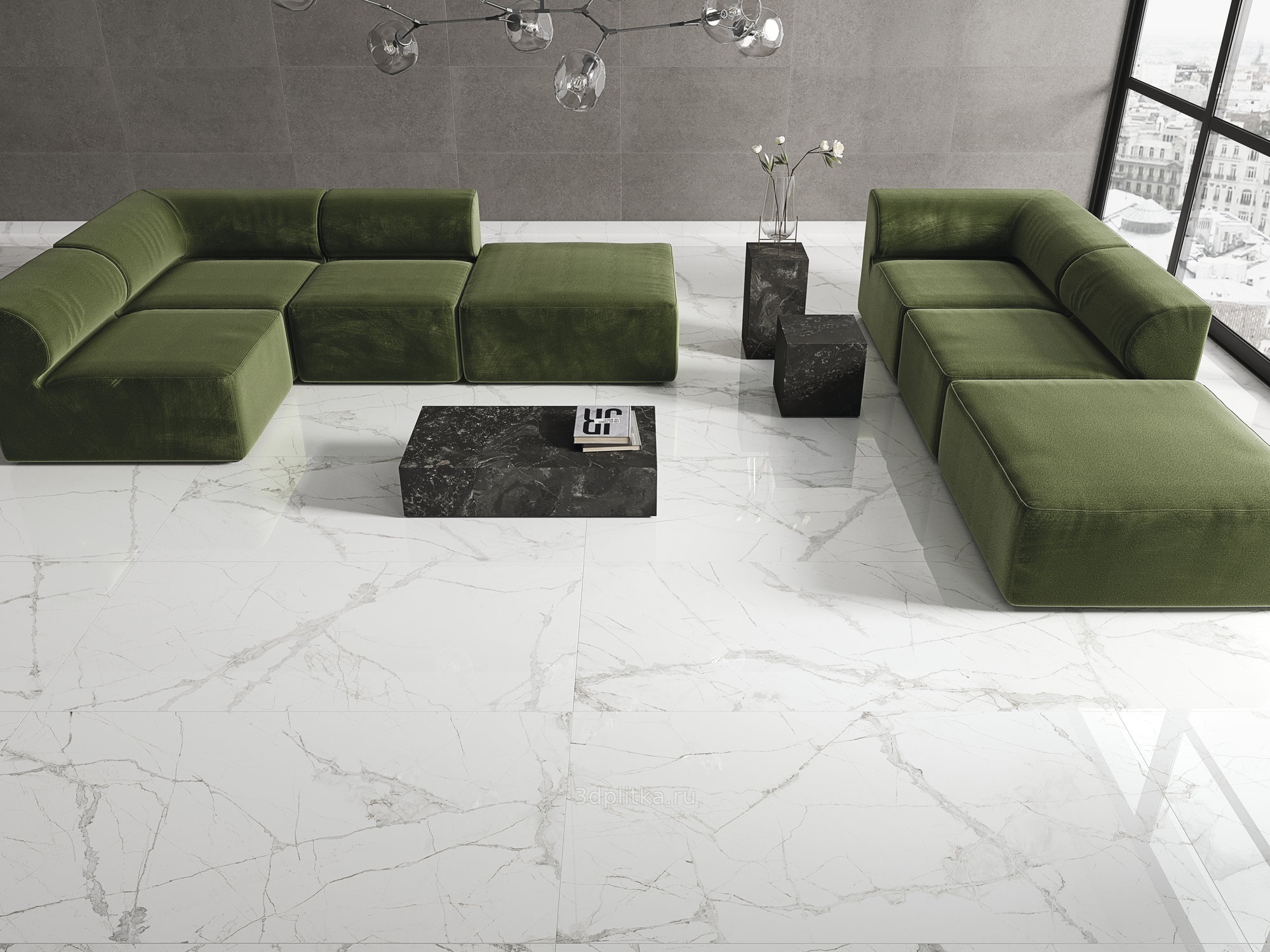 Museum Glacier 60x120, керамогранит, Испания, под мрамор - фото интерьера 1