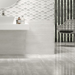 Mykonos Milan 28x70, для ванной, керамика, стиль: современный, цвет: серый, Испания, под бетон , матовая - фото интерьера 1 - фото 1