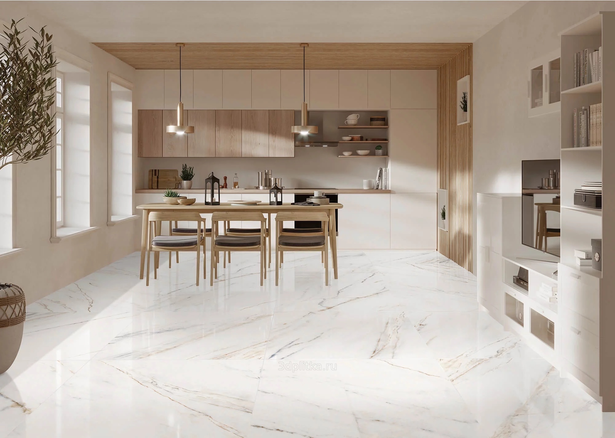 Navarti Kendall 60x120 см, керамогранит, Испания, под мрамор - фото интерьера 1