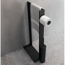 Novellini Kuadra R90AKFPSRS-H С полотенцедержателем держателем т/б  и ершиком Черный Матовый Стойка Италия - фото 1 - фото 1