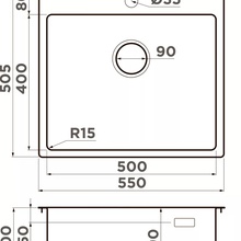 Omoikiri Amadare 4993718 Нержавеющая сталь 55х50 Мойка кухонная 50,5x55x20 см, Япония - фото 1 - фото 3