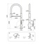 Omoikiri Kanto 2 Plus-SB LG-BL Смеситель 22x11,3x54,1 см, для кухонной мойки, Япония - фото 2
