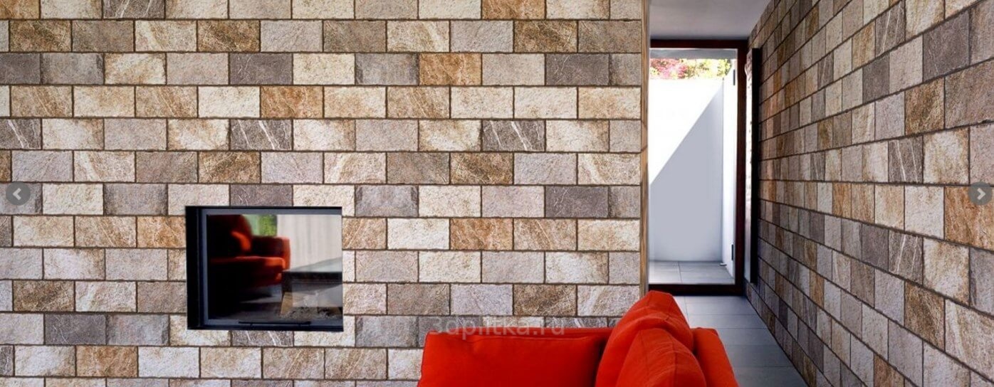 Oset Opera 8x29 см, керамогранит, Испания, под кирпич  - фото интерьера 1