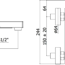Paffoni Rock RO022CR Для ванны с душем  хром Смеситель 19x24,4x6,4 см, для ванны, Италия - фото 1 - фото 2