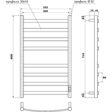 Point Антея PN17858B П8 50x80 R Черный матовый Полотенцесушитель электрический 9,5x53,2x80 см, Россия - фото 1 - фото 4
