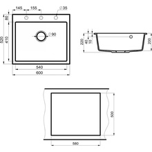 Point Бинга PN3003W Белая матовая 60 Мойка кухонная 52x60x22 см, Россия - фото 1 - фото 4