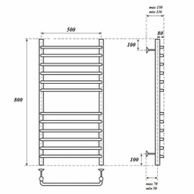 Point Нептун Премиум PN09158S П12 50x80 Хром глянцевый Полотенцесушитель водяной 15x53,2x80 см, Россия - фото 1 - фото 3