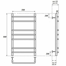 Point Нептун PN09158 П7 50x80 Хром глянцевый Полотенцесушитель водяной 15x53,2x80 см, Россия - фото 1 - фото 3