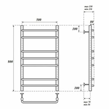 Point Нептун PN09158E П7 50x80 R/L Хром глянцевый Полотенцесушитель электрический 15x53,2x80 см, Россия - фото 1 - фото 4
