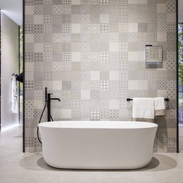 Porcelanosa Marbella 31,6x90, для ванной, керамика, стиль: современный, цвет: серый, Испания, под бетон - фото интерьера 1 - фото 1