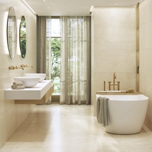 Porcelanosa Marmol Crema 45x120, керамика, Испания, под мрамор - фото интерьера 1 - фото 1