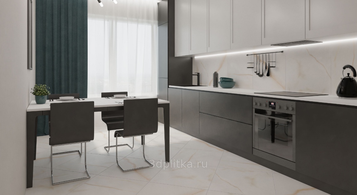 Primavera Каматра 60x60 см, керамогранит, Россия, под мрамор - фото интерьера 1