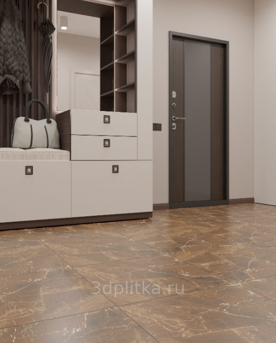 Primavera Конгур 60x60 см, керамогранит, Россия, под мрамор - фото интерьера 1