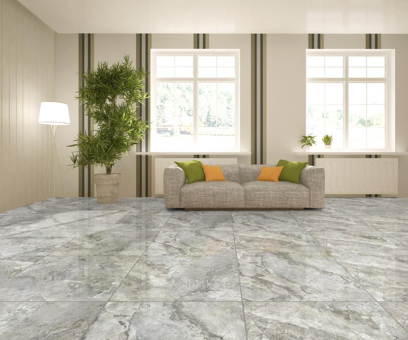 Primavera Mezza PR123 Grey Polished 60x60 - керамическая плитка и  керамогранит