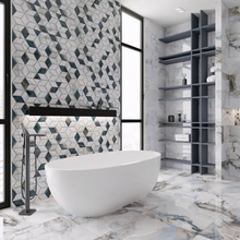 Primavera Tiziana 30x90, керамика, Россия, под мрамор - фото интерьера 1 - фото 1