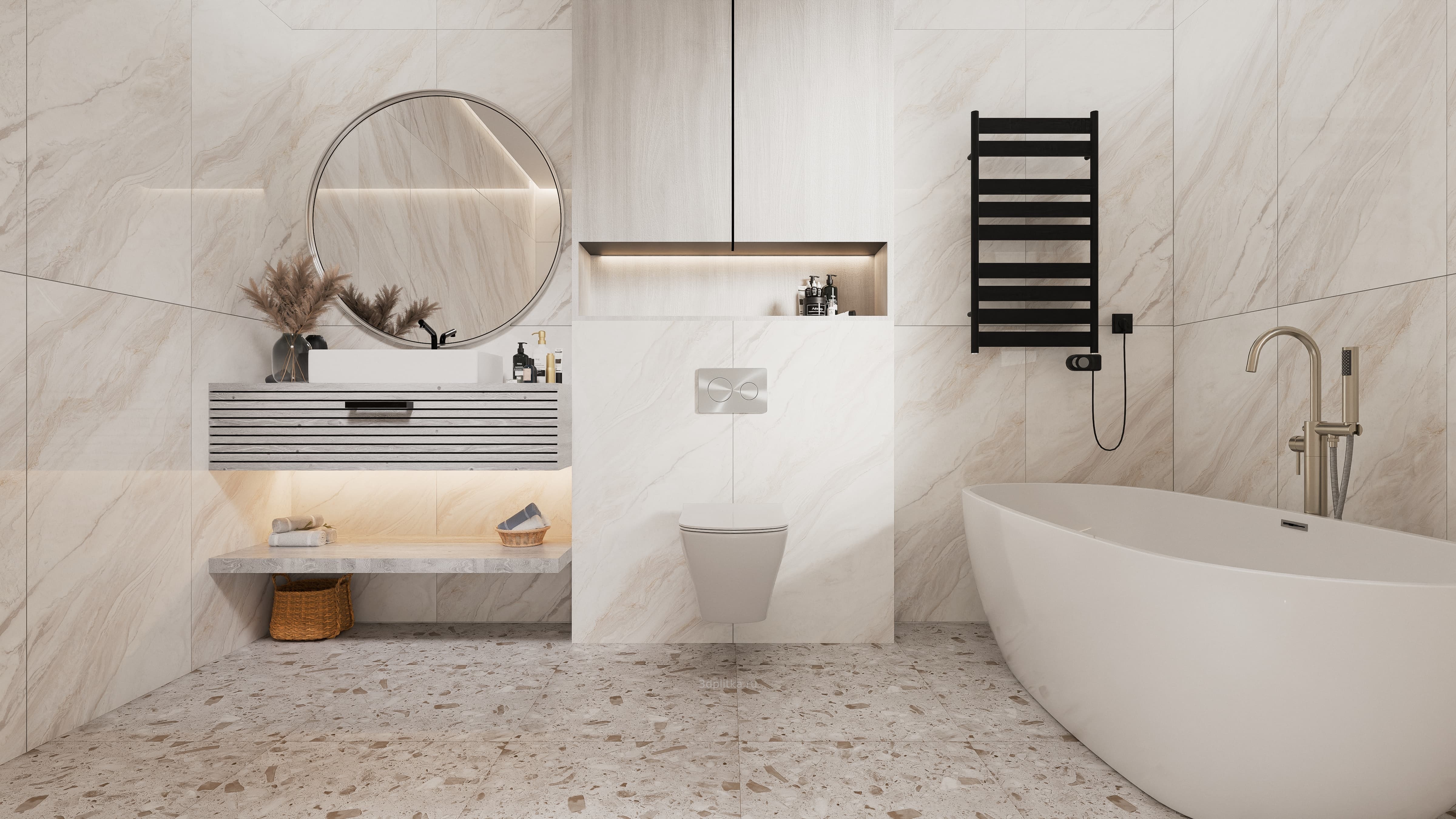 Protiles Streams 60x120 см, керамогранит, Узбекистан, под камень  - фото интерьера 1