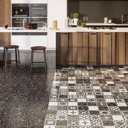 QUA Granite Alone 60x120 см, для ванной, керамогранит, стиль: современный, цвет: черный, Турция, терраццо - фото интерьера 1 - фото 1