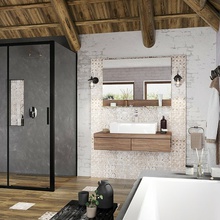 Ravak Blix Slim X9BM70300Z1 Прозрачное стекло / Профиль Черный матовый 90х195 Боковая стенка 90x195 см, Чехия - фото 1 - фото 3