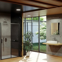 Ravak Blix Slim X9BM70300Z1 Прозрачное стекло / Профиль Черный матовый 90х195 Боковая стенка 90x195 см, Чехия - фото 1 - фото 4