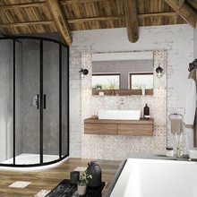 Ravak Blix Slim X3BM70300Z1 Прозрачное стекло / Профиль чёрный матовый 90х90 Душевой уголок 90x90x195 см, Чехия - фото 1 - фото 2