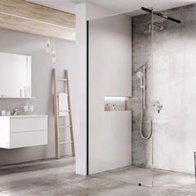 Ravak Walk-In GW9WA0300Z1 Прозрачное стекло / Профиль чёрный 100х200 Душевая перегородка 100x200 см, Чехия - фото 1 - фото 2