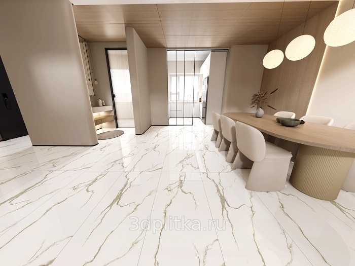 Realistik Athens 60x120 см, керамогранит, Индия, под мрамор - фото интерьера 1