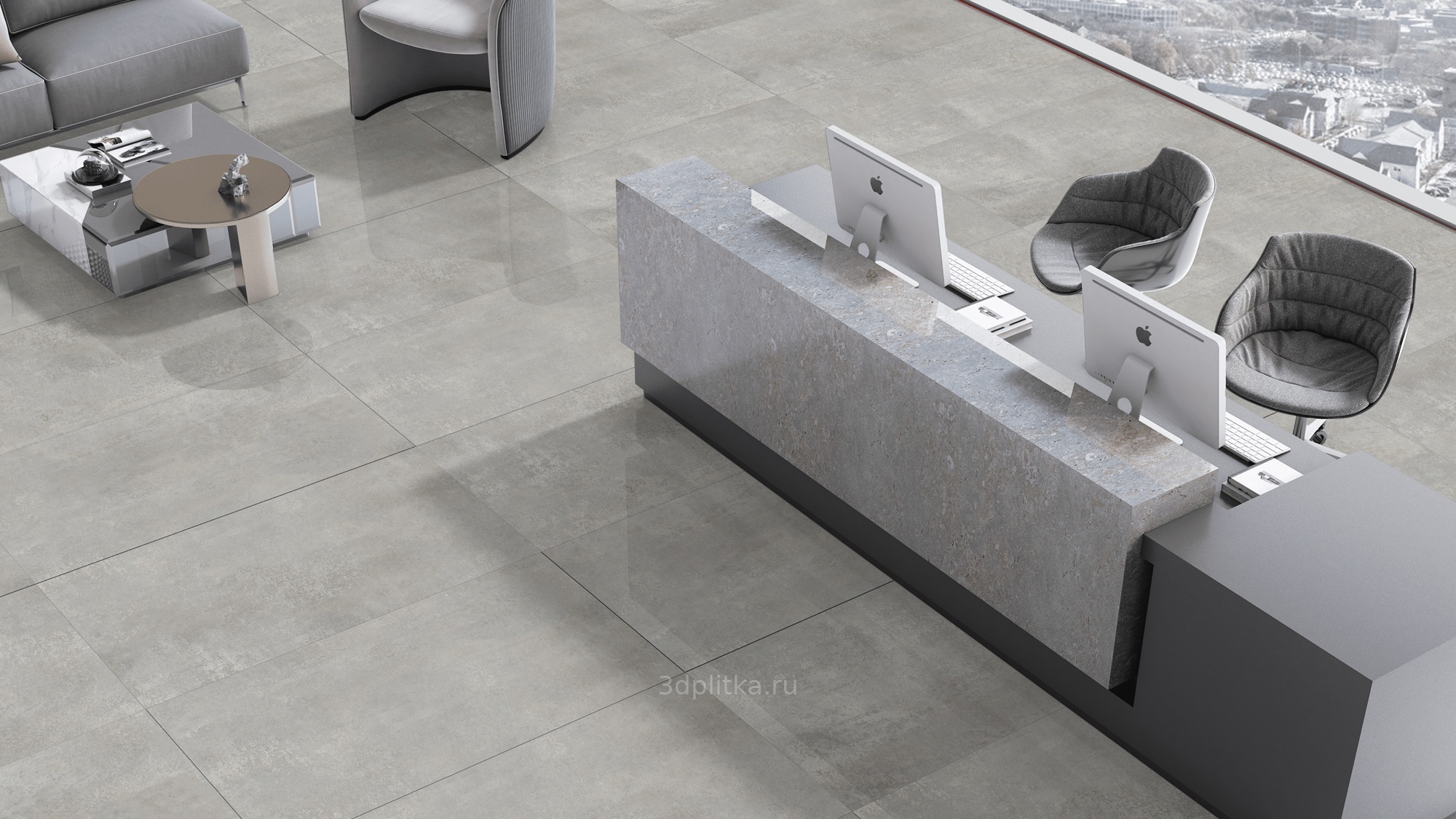 Realistik Inresin 60x120 см, керамогранит, Индия, под бетон  - фото интерьера 1