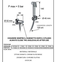 Remer 332REZ С запорным вентилем Хром глянцевый Гигиенический душ Италия - фото 1 - фото 3