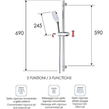 Remer 315R318CP Хром глянцевый Душевой гарнитур 11x13x69 см, Италия - фото 1 - фото 3