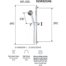 Remer 315R321HG Хром глянцевый Душевой гарнитур 9x14x69 см, Италия - фото 1 - фото 3