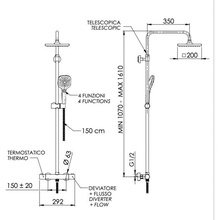 Remer Elegance EQ32A8CPSD20 Хром глянцевый (с термостатом) Душевая система 51x29,1x161 см, Италия - фото 1 - фото 3