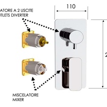 Daniel Tiara TA612D2KBCR Встраиваемый для душа Хром глянцевый Смеситель для встраиваемых систем, Италия - фото 1 - фото 3